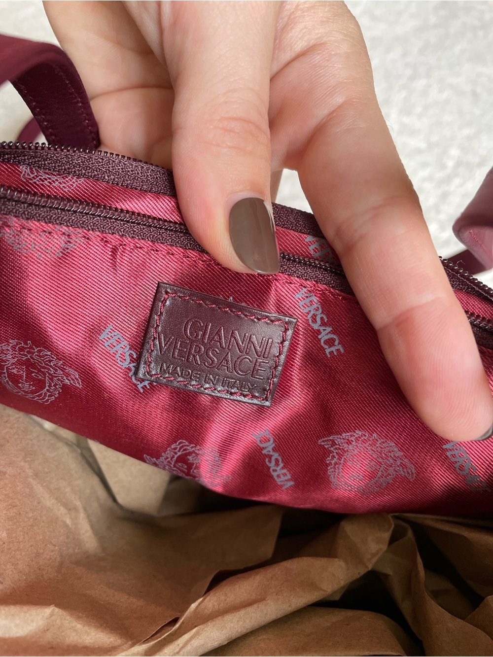 Versace Nylon Shoulder Bag - Berry w/ Gold Accent - Picture 3 of 10